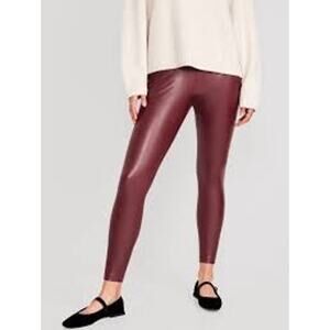 NWT OLD NAVY Red Faux Leather Fleece Lined Leggings